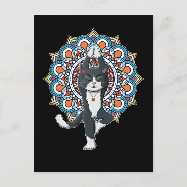 Yoga Cat Lover Mandala Chakra Relaxen Kitten Postkarte