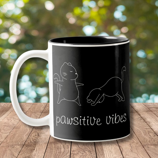 Yoga Cat Lover Pawsitive Vibes Zweifarbige Tasse (Von Creator hochgeladen)