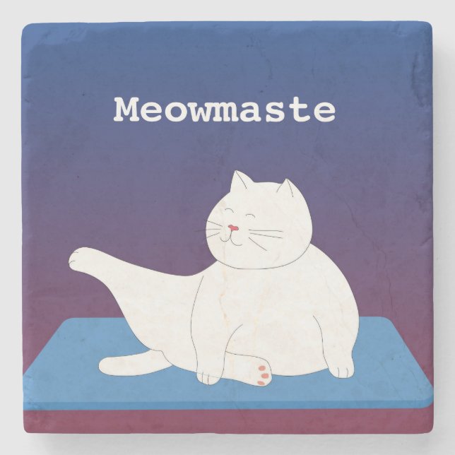 Yoga Cat Marble Untersetzer (Vorderseite)