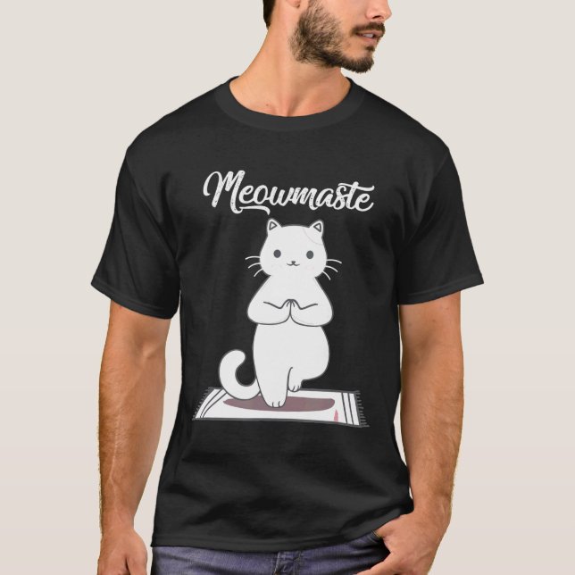Yoga Cat Meowmaste Namaste T-Shirt (Vorderseite)