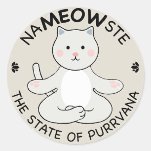 Yoga Cat - Namaste Runder Aufkleber