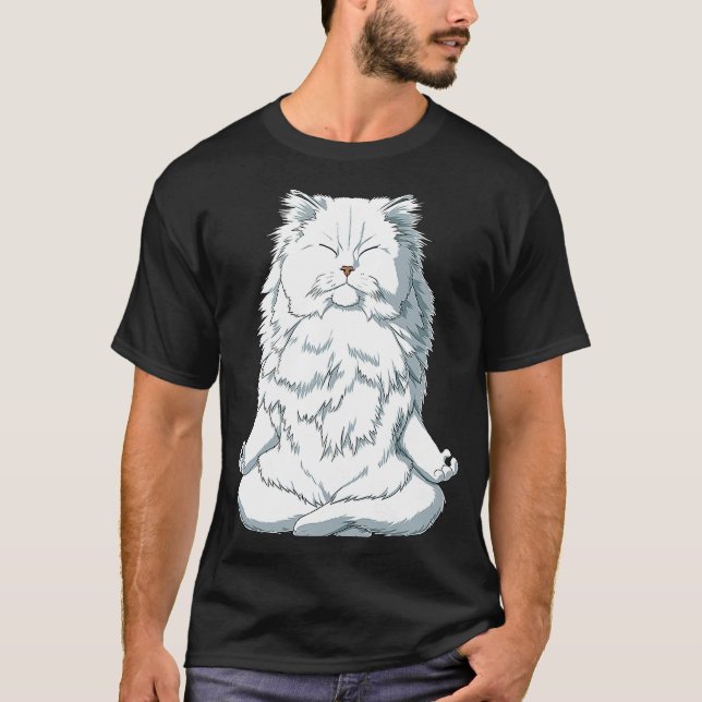 Yoga Cat Persian Cat T-Shirt (Vorderseite)