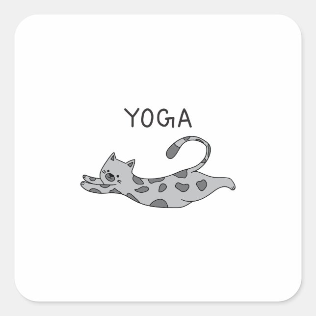Yoga Cat Quadratischer Aufkleber (Vorderseite)