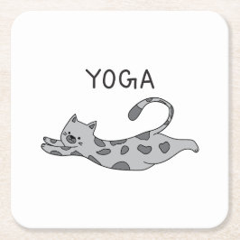Yoga Cat Rechteckiger Pappuntersetzer