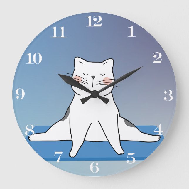 Yoga Cat Round Wall Uhr (Vorderseite)