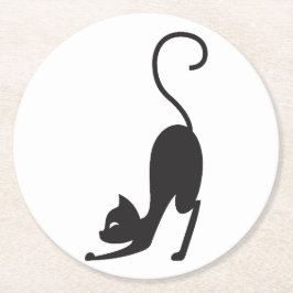 Yoga cat runder pappuntersetzer