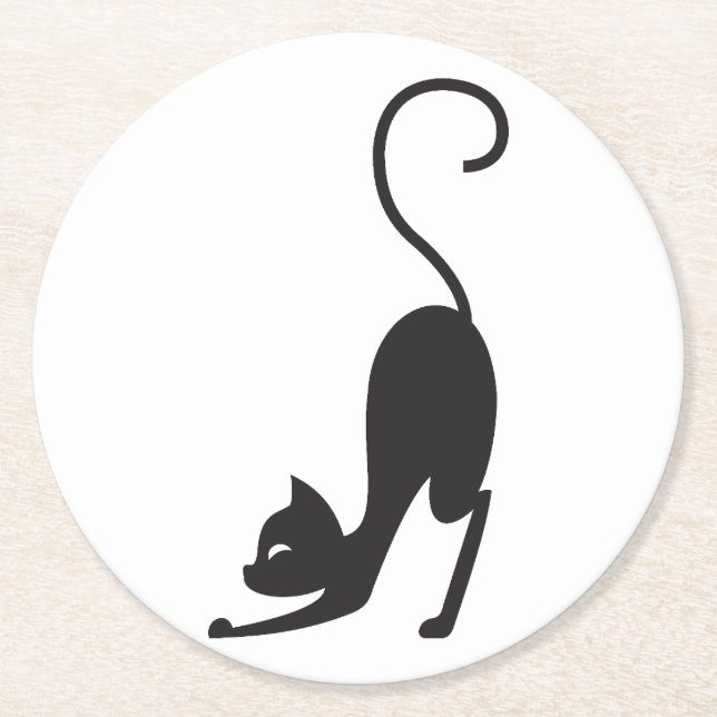 Yoga cat runder pappuntersetzer (Vorderseite)