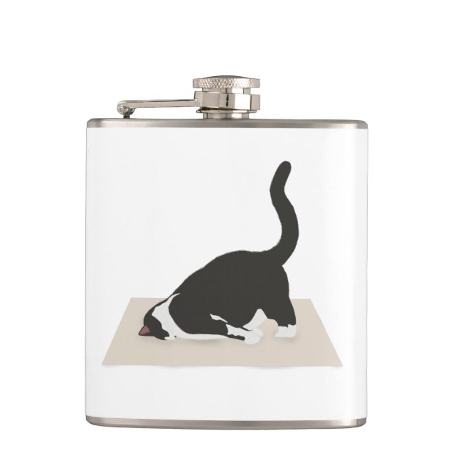 Yoga Cat Vinyl Wrapped Flask Flachmann (Vorderseite)