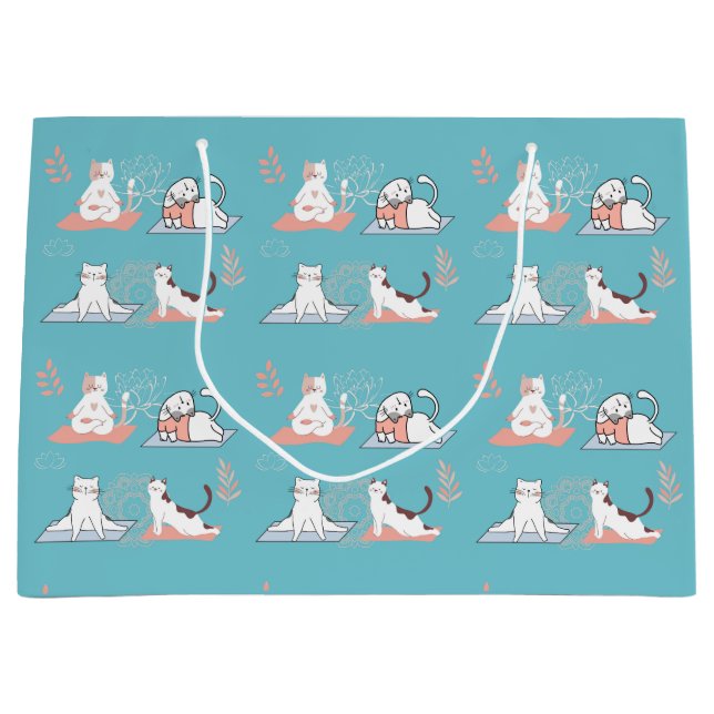 Yoga Cats Lotus Große Geschenktüte (Vorderseite)
