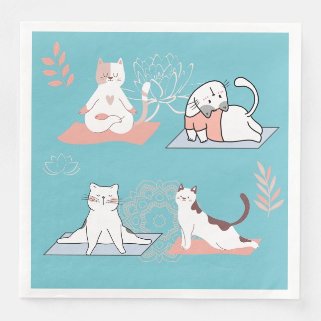 Yoga Cats Lotus Serviette (Vorderseite)
