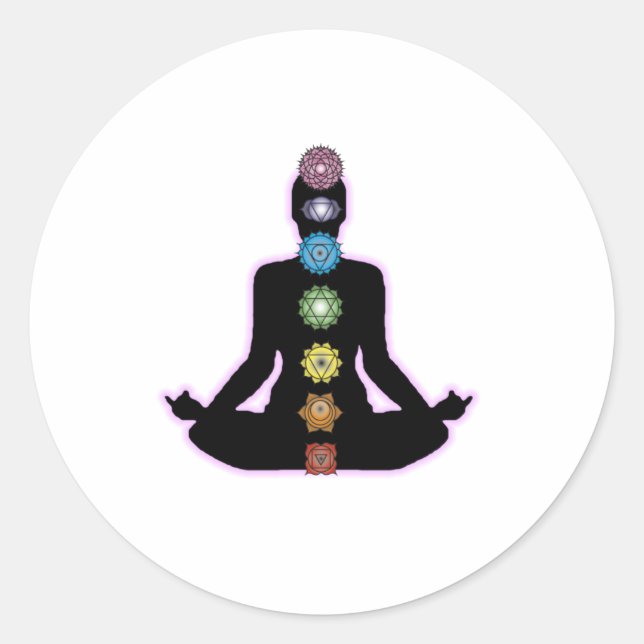 Yoga Chakras Runder Aufkleber (Vorderseite)