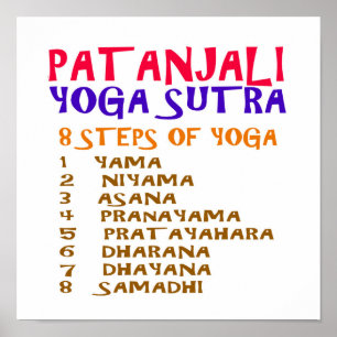 YOGA Checkliste: 8 Schritte von PATANJALI SUTRA Poster