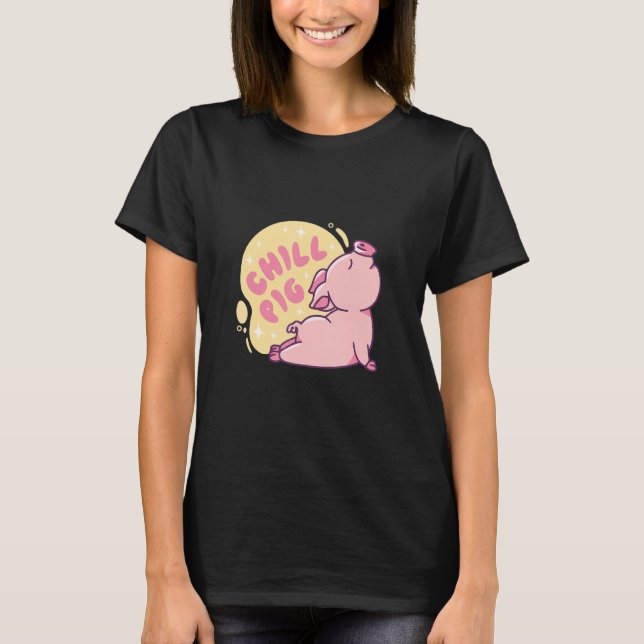 Yoga Chill Pig Meditation T-Shirt (Vorderseite)