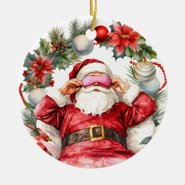 Yoga Christmas Santa Claus Keramik Ornament (Vorne)