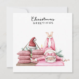 Yoga Christmas Santa Claus Posing Party Feiertagskarte