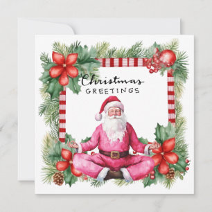 Yoga Christmas Santa Claus Posing Party Feiertagskarte