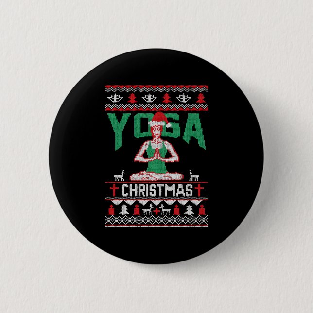 Yoga Christmas Shirt Button (Vorderseite)