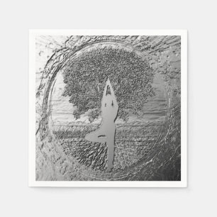Yoga-Chrom-Baum des Lebens Serviette