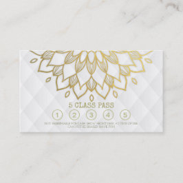 Yoga Class Pass Gold Mandala Floral White Leather Treuekarte