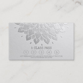 Yoga Class Pass White Silver Emboss Mandala Floral Treuekarte