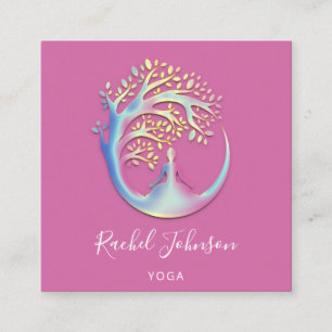 Yoga Classes School Logo Instructor QR Code Healin Quadratische Visitenkarte