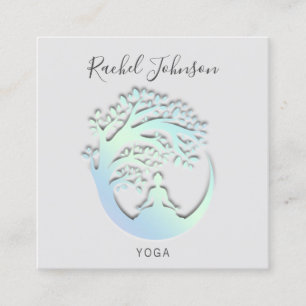Yoga Classes School Private Instructor Logo Grau Quadratische Visitenkarte