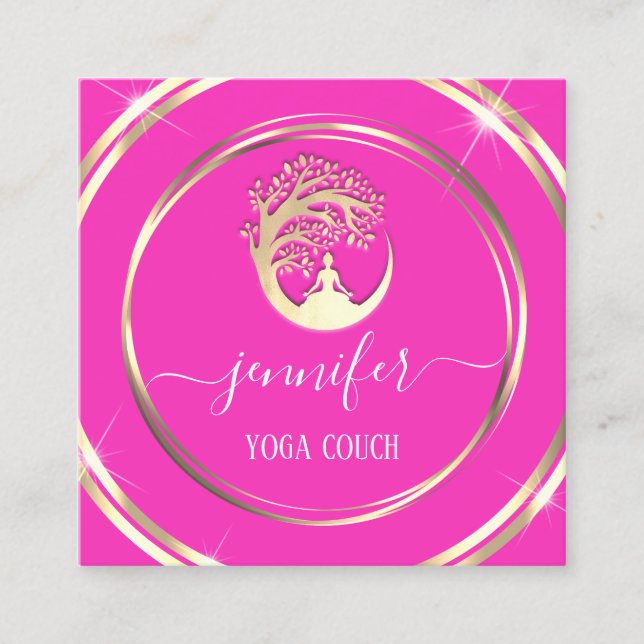Yoga Couch Therapeut Achtsamkeit QR CODE Pink Quadratische Visitenkarte (Vorderseite)
