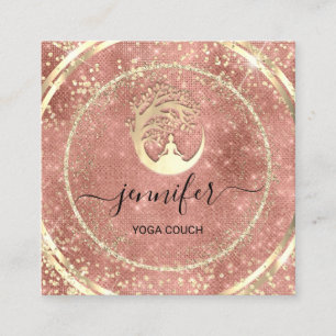 Yoga Couch Therapeut Logo QR Code Gold GlitterRose Quadratische Visitenkarte