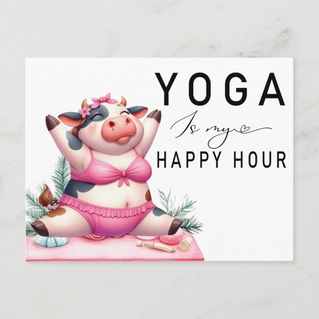 Yoga Cow ist meine Happy Hour Woman posiert Yoga Postkarte (Vorderseite)