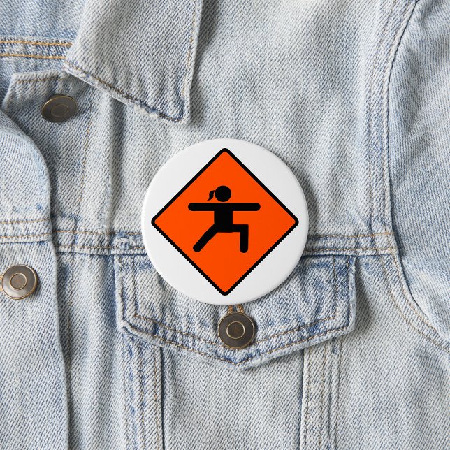 Yoga Crossing Sign Warrior Pose Strichmännchen Button (Von Creator hochgeladen)