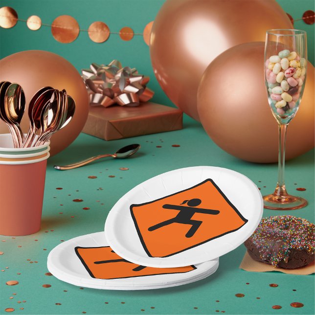 Yoga Crossing Sign Warrior Pose Strichmännchen Pappteller (Von Creator hochgeladen)