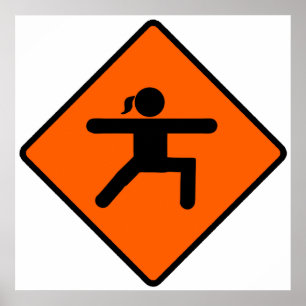 Yoga Crossing Sign Warrior Pose Strichmännchen Poster