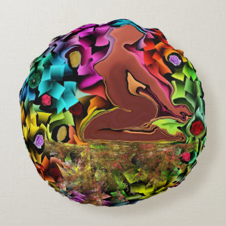 Yoga Dame color pink blau braun Rundes Kissen