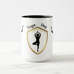 Yoga Day Black Silhouette Tasse