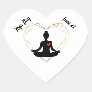 Yoga Day Heart Stickers