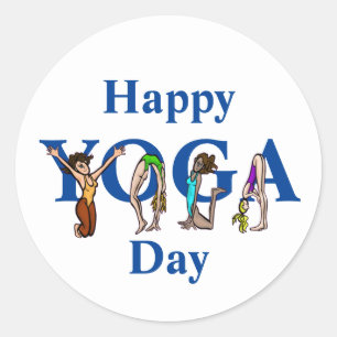 Yoga Day Stickers + Frauen Positionen Form Buchsta