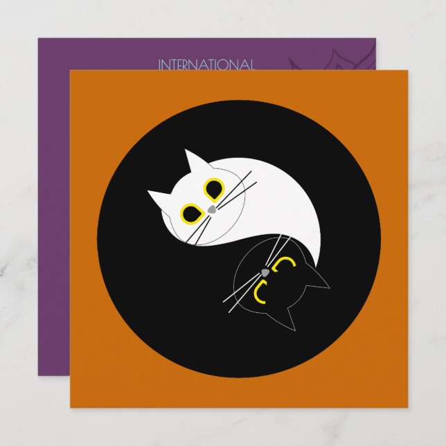 YOGA DAY STUDIO EINLADUNG - Funny Cat Card (Vorne/Hinten)