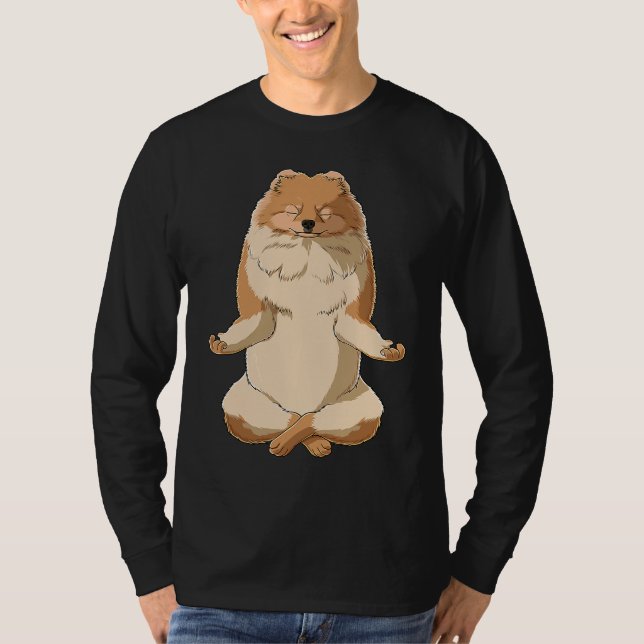 Yoga Dog Pomeranian T-Shirt (Vorderseite)