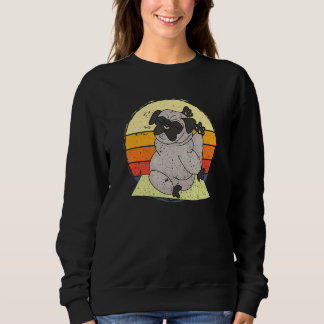 Yoga Dog Pug Sunset Retro Vintage Meditation Anima Sweatshirt