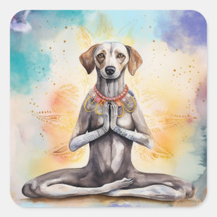 Yoga Dog Quadratischer Aufkleber