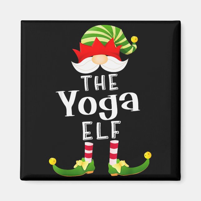 Yoga Elf Group Christmas Funny Pajama Party  Magnet (Vorne)