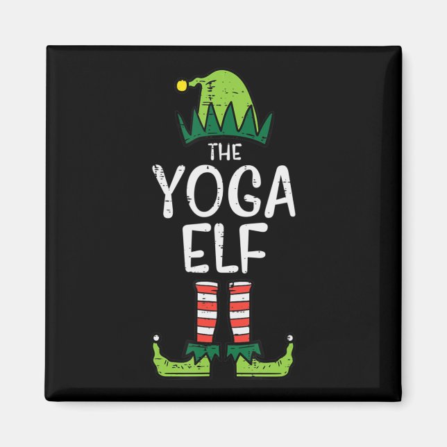 Yoga Elf Xmas PJs Matching Christmas Pajamas For F Magnet (Vorne)