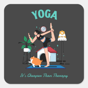 Yoga Es ist billiger als Therapie Quadratischer Aufkleber