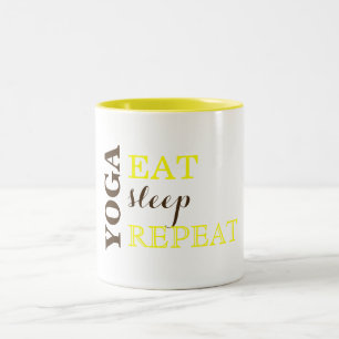 Yoga, essen, schlafen, wiederholen zweifarbige tasse
