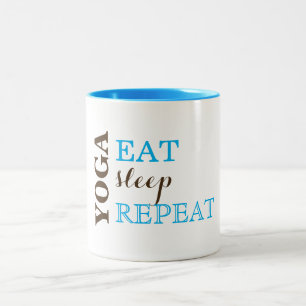 Yoga, essen, schlafen, wiederholen zweifarbige tasse