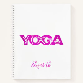 Yoga-Fitness lila weißer Name Notizbuch