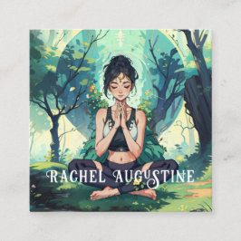 Yoga Fitness Meditation Instruktor für Naturwald Quadratische Visitenkarte