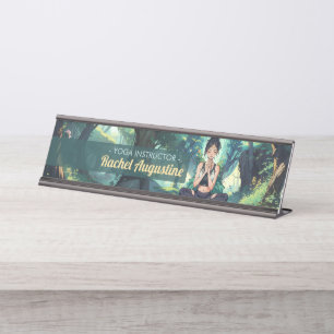 Yoga Fitness Meditation Instruktor für Naturwald Schreibtischnamensplakette