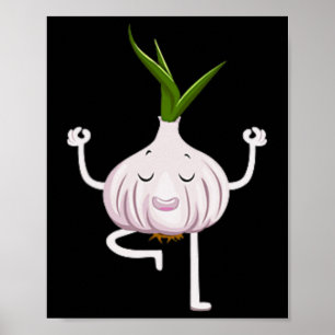 Yoga Fitness Trainer Knoblauchliebhaber Gemüse wei Poster