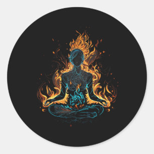 Yoga Flammen Meditation Namaste Yoga-Lehrer Yoga V Runder Aufkleber